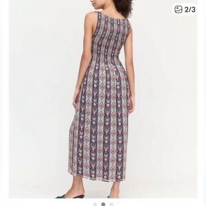 Hill House Maxi Skirt Dress in Navy Blue and Pink Pattern